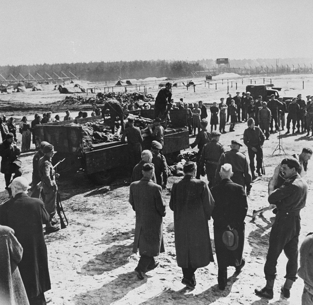 After liberation of the Bergen-Belsen camp, British soldiers forced German mayors from nearby towns to view mass graves.
