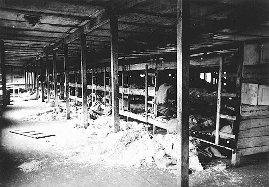 <p>The interior of a barracks for foreign Jews in the Kaiserwald concentration camp near Riga. Latvia, after September 1944.</p>