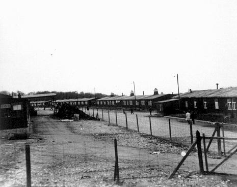 A view of barracks in the Buchenwald concentration camp.