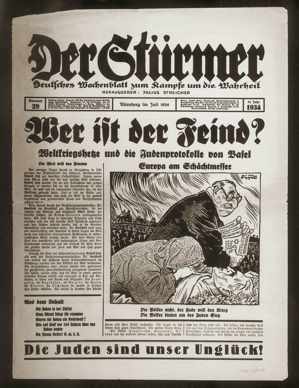 Der Stuermer, number 29, July 1934 [LCID: 20064qt9]