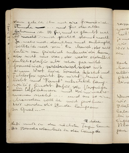 Page from a diary written by Elizabeth Kaufmann while living with the family of Pastor André Trocmé in Le Chambon-sur-Lignon. [LCID: n06970]