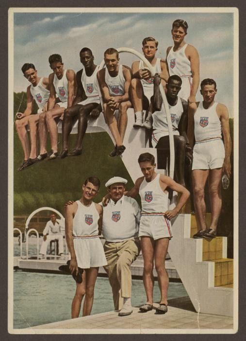 Cigarette card displaying some of the American track and field athletes that competed in the 1936 Berlin Olympics