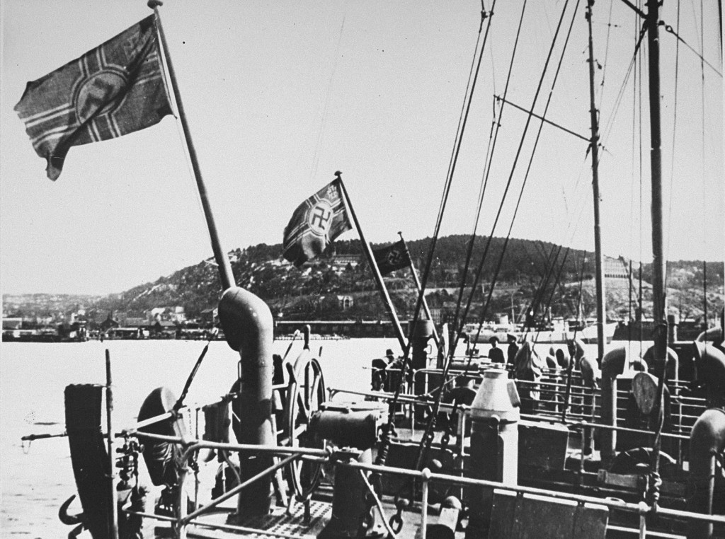 German ships at a Norwegian port. Norway, May 3, 1940.