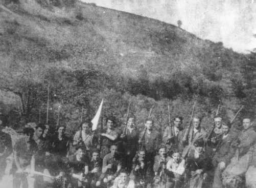 A group of Jewish partisans, members of a unit of the Armee Juive (Jewish Army).