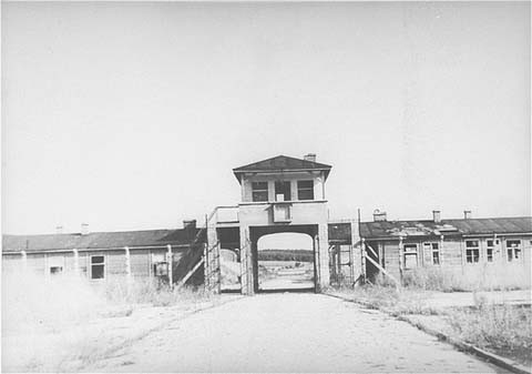  A view of the entrance to the Gross-Rosen concentration camp. [LCID: 13119]