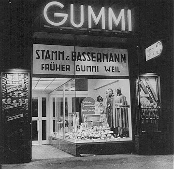 "Aryanization" of Jewish-owned businesses: a formerly Jewish-owned store (Gummi Weil) expropriated and transferred to non-Jewish ... [LCID: 89725]