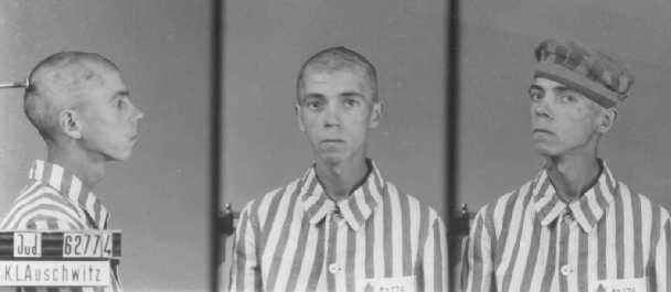 Identification pictures of a Jewish inmate of the Auschwitz camp.
