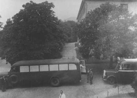 Buses used to transport patients to Hadamar euthanasia center. [LCID: 76487b]