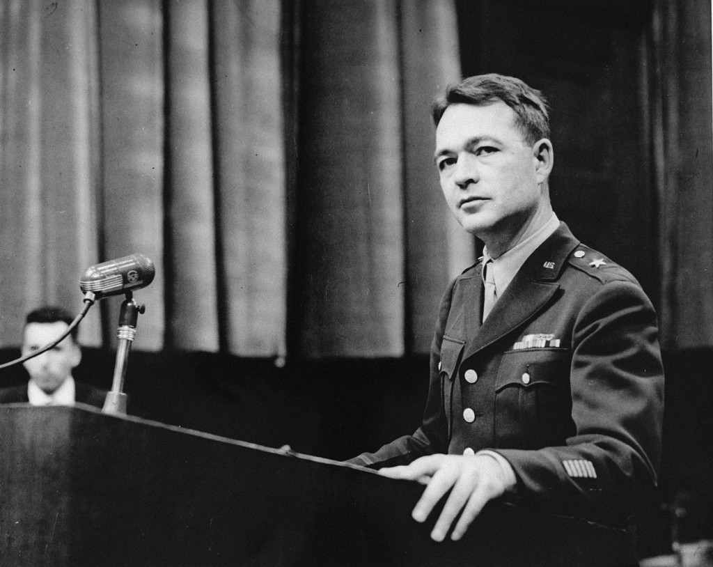 Brigadier General Telford Taylor, Chief of Counsel, during the Doctors' Trial. [LCID: 07344]