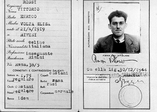 False identity card of Jewish partisan Vittorio Finzi, issued in the name of Vittorio Rossi. [LCID: 81825]