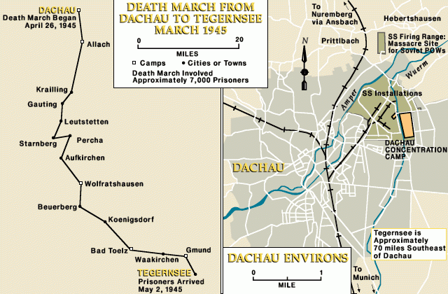 Death march from Dachau to Tegernsee, March 1945