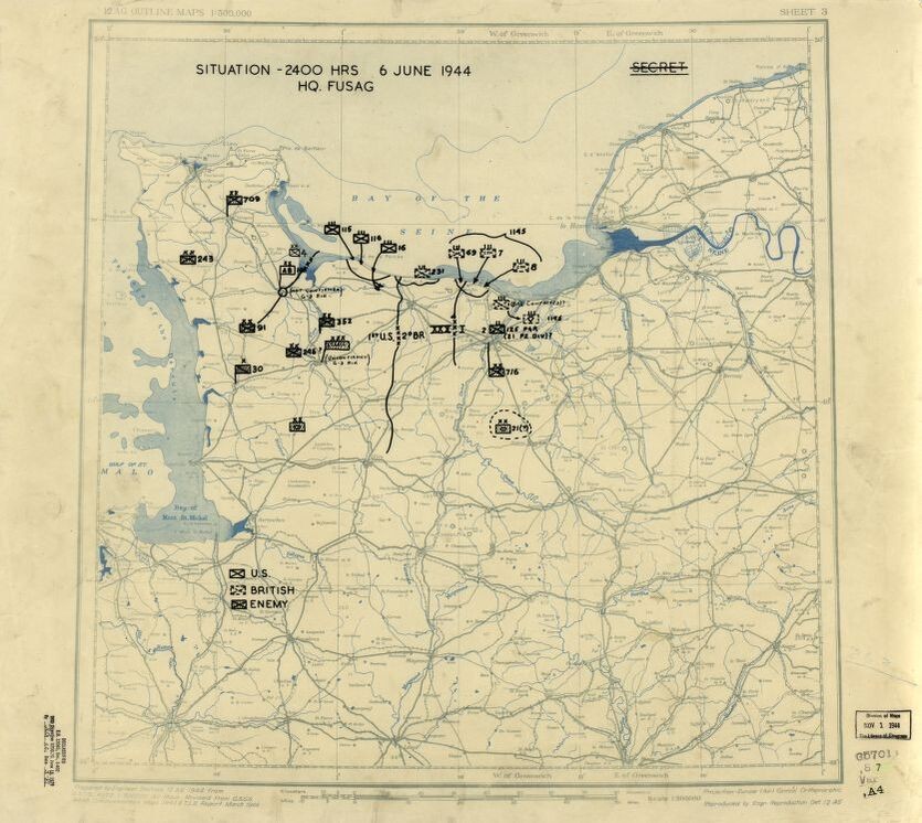 Twelfth Army Group Situation Map for D-Day
