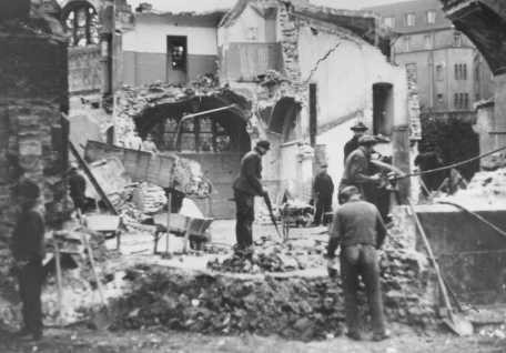 Destruction of the Dortmund synagogue during Kristallnacht (the "Night of Broken Glass"). [LCID: 85287]
