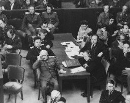 The Soviet prosecution team at the International Military Tribunal. Each of the four Allied countries—the United States, Great Britain, France, and the Soviet Union—was represented by a judge and a team of prosecuting attorneys.
