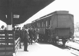 Deportation of German Jews from Hanau to Theresienstadt. Hanau, Germany, May 30, 1942.
