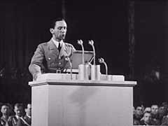 Questo filmato mostra Joseph Goebbels - Ministro nazista della Propaganda e dell'Istruzione Pubblica - mentre parla al  Congresso del Partito Nazista a Norimberga, nel settembre del 1935. Durante il discorso, Goebbels - che era un fanatico antisemita - collega il Bolscevismo alla comunità ebraica internazionale e avverte i membri del suo partito di una presunta cospirazione degli Ebrei di tutto il mondo per distruggere la civiltà occidentale. Goebbels fu anche il responsabile della rimozione degli Ebrei e di altre cosiddette "influenze anti-tedesche" dalle istituzioni culturali della Germania Nazista.