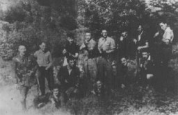 A group of Jewish resisters, members of a fighting organization (Organisation Juive de Combat). Mazamet, France, wartime.