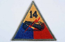 Insignia of the 14th Armored Division. Although lacking a nickname during the war, the 14th became known as the "Liberators" soon afterward to signify its accomplishments in liberating hundreds of thousands of forced and slave laborers, concentration camp prisoners, and Allied prisoners of war in 1945.