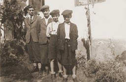 The Weinberger children pose for a photograph. Munkacs, 1940.