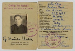 Kurt I. Lewin, who was Jewish, used this card while in hiding in a Ukrainian Greek Catholic monastery in German-occupied Poland (today Ukraine). 