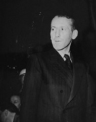 Defendant Ernst Kaltenbrunner during the International Military Tribunal at Nuremberg. He was Chief of the Reich Security Main Office (RSHA) and later Chief of the Security Police.