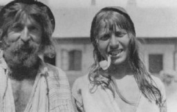 Two Roma (Gypsies) photographed near Craiova. Romania, probably early 1930s.