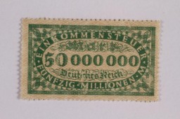 Postage stamp, 50 million mark, issued in Germany during hyperinflation in the Weimar Republic