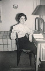 Regina in her college dormitory room at Indiana University. Bloomington, Indiana, 1952.