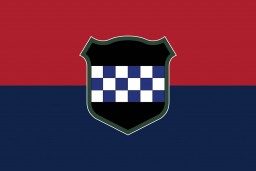 A digital representation of the United States 99th Infantry Division's flag. 
The US 99th Infantry Division (the "Checkerboard" or "Battle Babies" division) was established in 1942. During World War II, they were invovled in the Battle of the Bulge and liberated a Dachau subcamp near Mühldorf. The 99th Infantry Division was recognized as a liberating unit in 1992 by the United States Army Center of Military History and the United States Holocaust Memorial Museum (USHMM). 