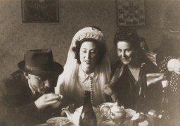 Photograph taken during the wedding of Ibby Neuman and Max Mandel at the Bad Reichenhall displaced persons' camp. Germany, February 22, 1948. 