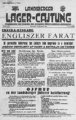 Front page of a newspaper from Landsberg displaced persons camp. Germany, November 15, 1945.