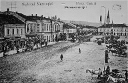 Prewar view of the main market square in the Transylvanian town of Sighet, Romania.