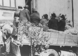 Deportation of the last Jewish inhabitants of Hohenlimburg, the Lowenstein and Meyberg families. Germany, April 23, 1942.