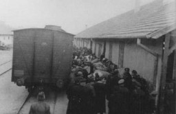 Scene during the deportation of Macedonian Jews by Bulgarian occupation authorities. Skopje, Yugoslavia, March 1943.