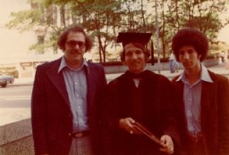 Aron and Lisa's three sons (Howard, Gordon, and Daniel) at the middle son's graduation from the University of Wisconsin. Madison, Wisconsin, ca. 1972.