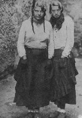 Portrait of two Romani (Gypsy) women. Both were deported to Auschwitz in 1941. Photograph taken in Czechoslovakia, 1937.