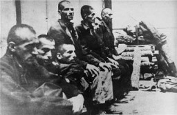 Serbes internés dans le camp de concentration de Jasenovac en Croatie. Jasenovac, Yougoslavie, entre 1941 et 1945.