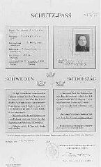 Swedish protective pass issued to Joseph Katona, the Chief Rabbi of Budapest. Budapest, Hungary, September 15, 1944.