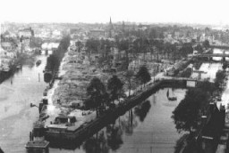 Vista de Rotterdam después del bombardeo alemán en mayo de 1940. Rotterdam, Países Bajos, 1940.