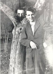 Tadek Soroka (right), a Pole who helped Aron and Lisa escape from Poland. This photograph was sent to the Dermans after the war. Date and place unknown.
