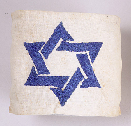 White armband with blue Star of David
