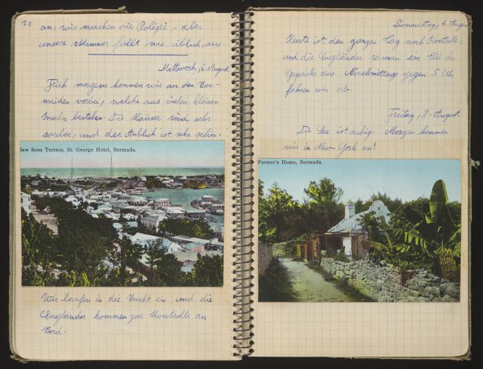 Hans Vogels Tagebucheintrag über seine Reise in die USA