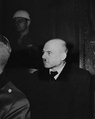 Defendant Fritz Sauckel in the International Military Tribunal courtroom.